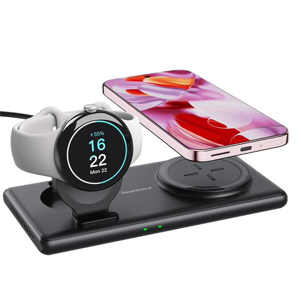 SwanScout 502G - Caricatore Wireless 2 in 1 per Google