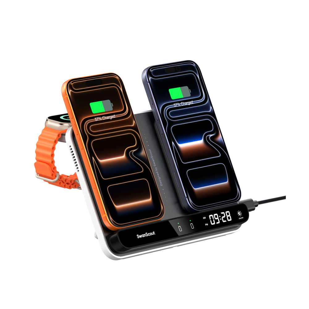 SwanScout 710A - شاحن لاسلكي لهاتفين وساعة واحدة من Apple