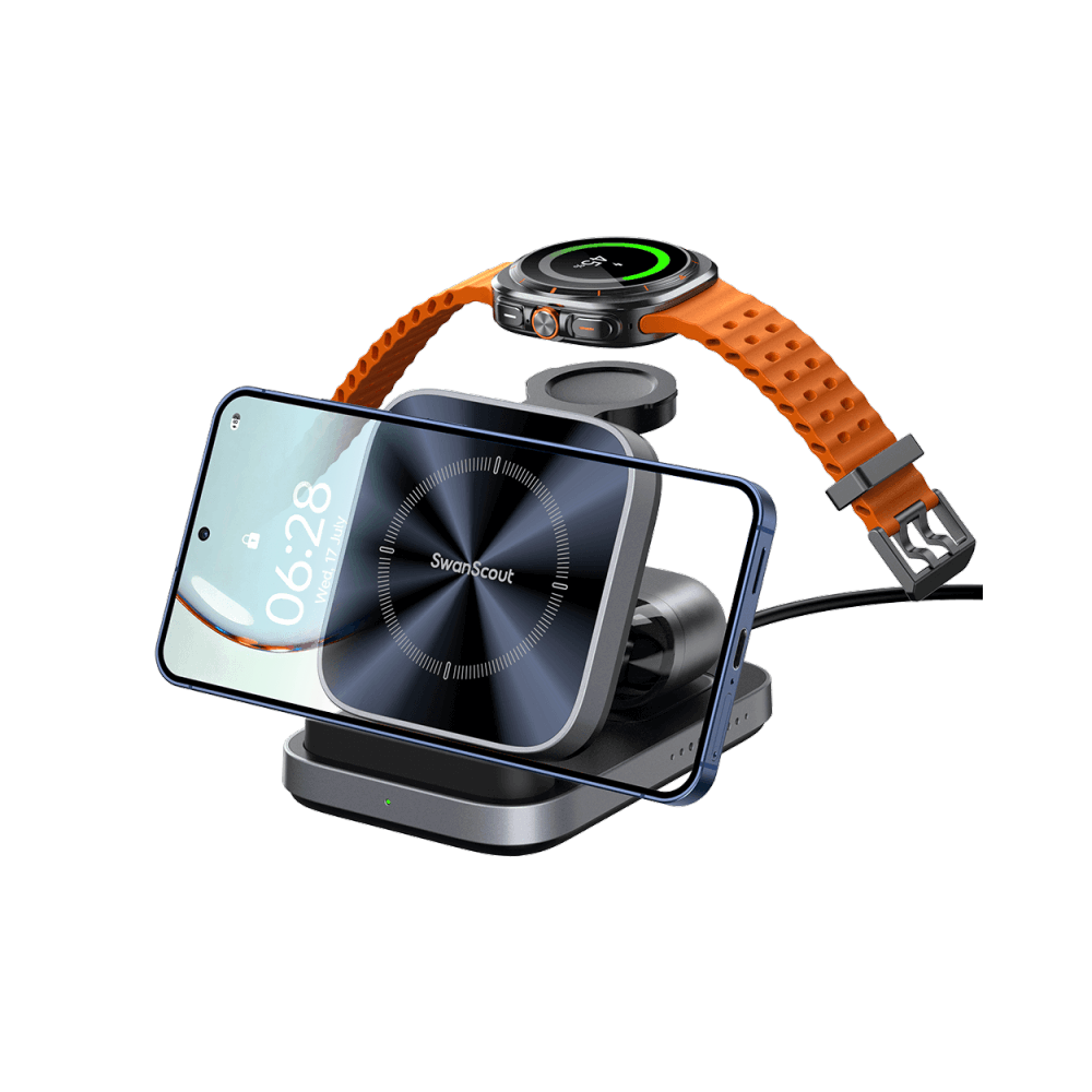 SwanScout 713S - 삼성용 3-in-1 접이식 무선 충전기