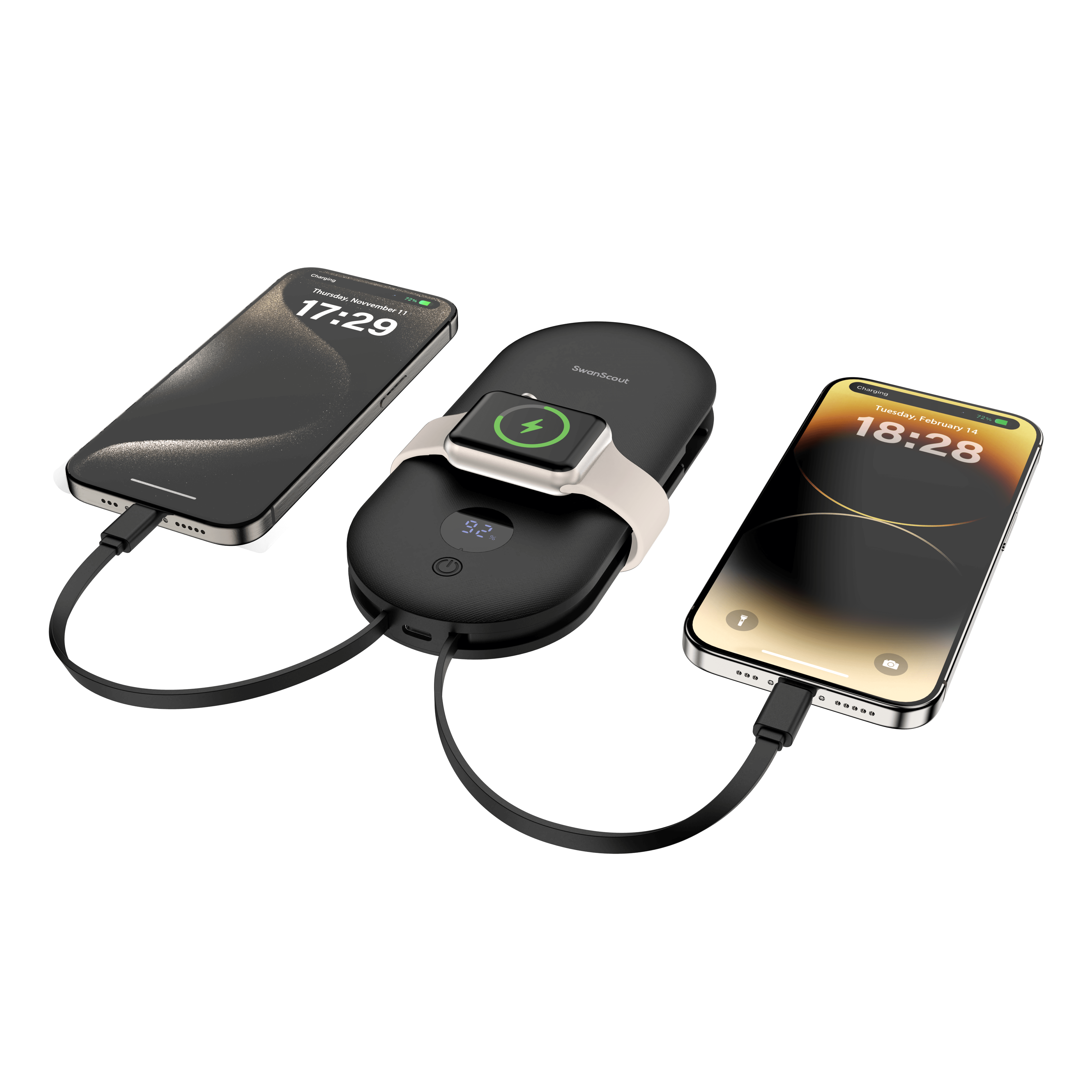 The SwanScout 302A is an ideal Apple watch wall charger, delivering efficient power directly through a convenient wall plug.