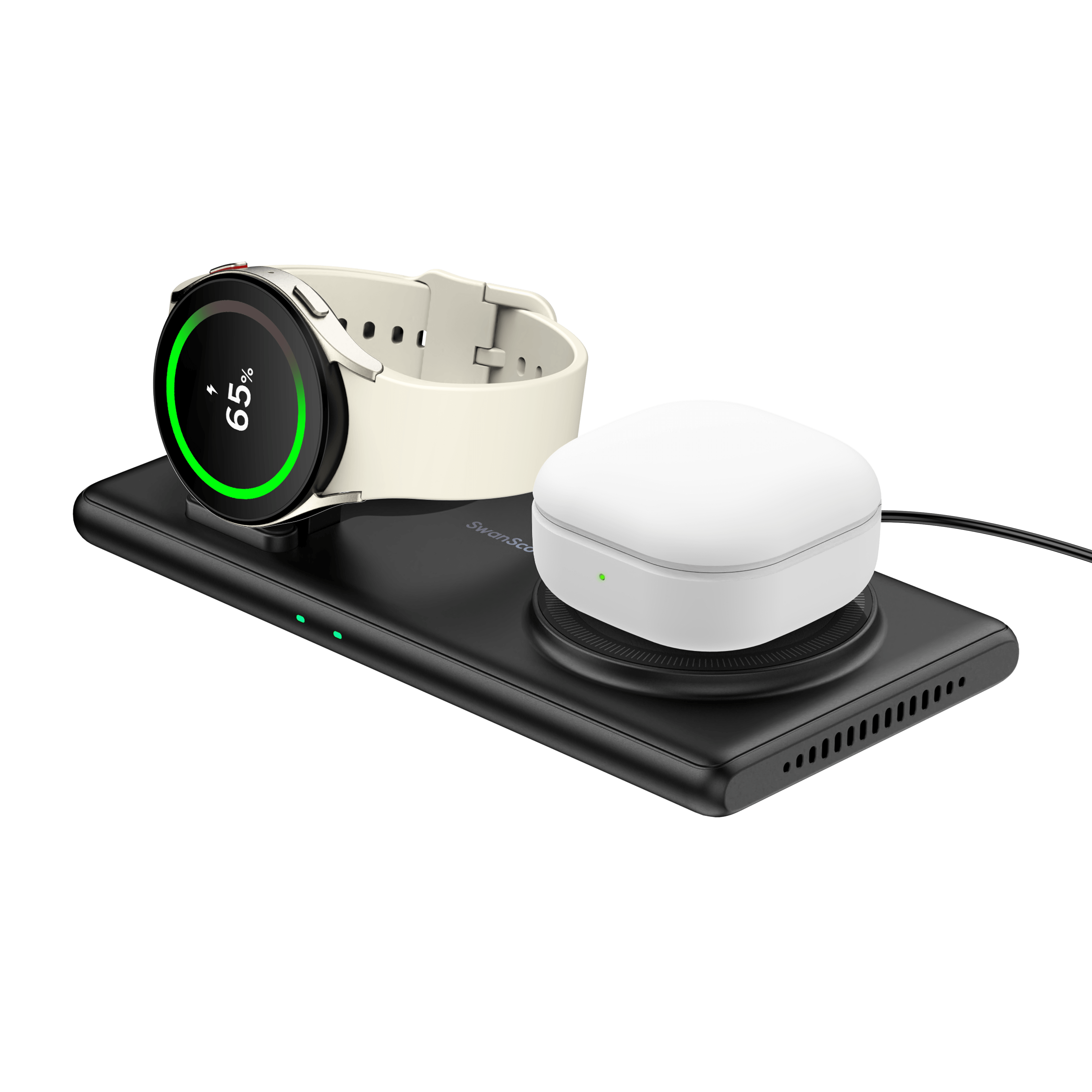 The SwanScout 502S is a sleek galaxy watch 7 charger that ensures reliable contact and power flow every night.