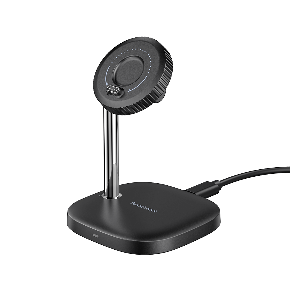 Front-right angled view showing the durable palladium pins designed to resist oxidation and rust for long-term Garmin charging reliability.