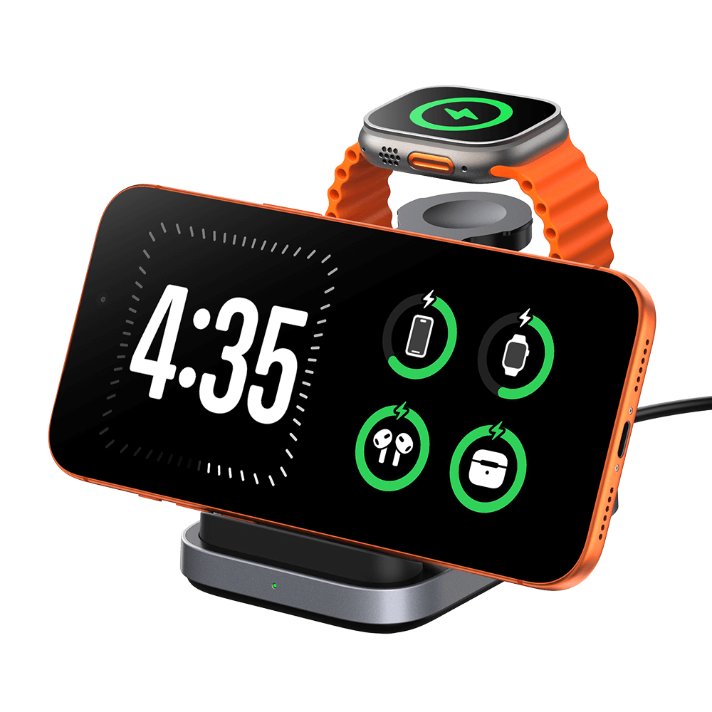 SwanScout 713A - Cargador inalámbrico plegable 3 en 1 para Apple