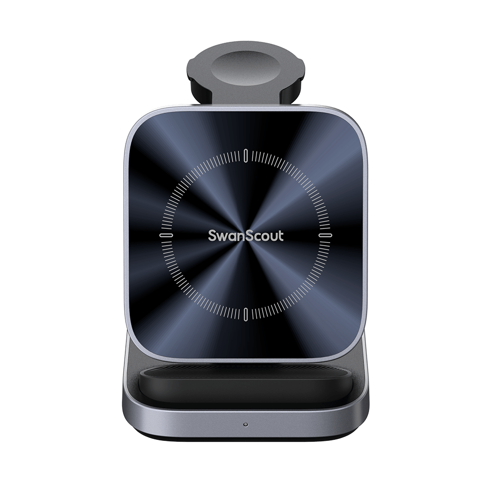 SwanScout 713A - Cargador inalámbrico plegable 3 en 1 para Apple