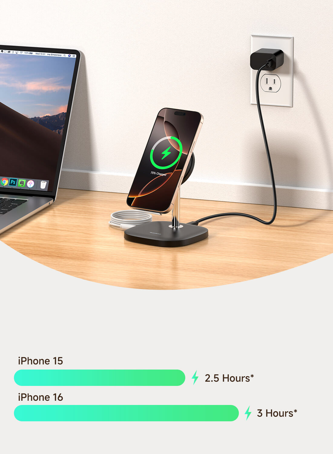 Simplify your setup with the SwanScout 506M, one of the most stylish wireless chargers for Apple devices.