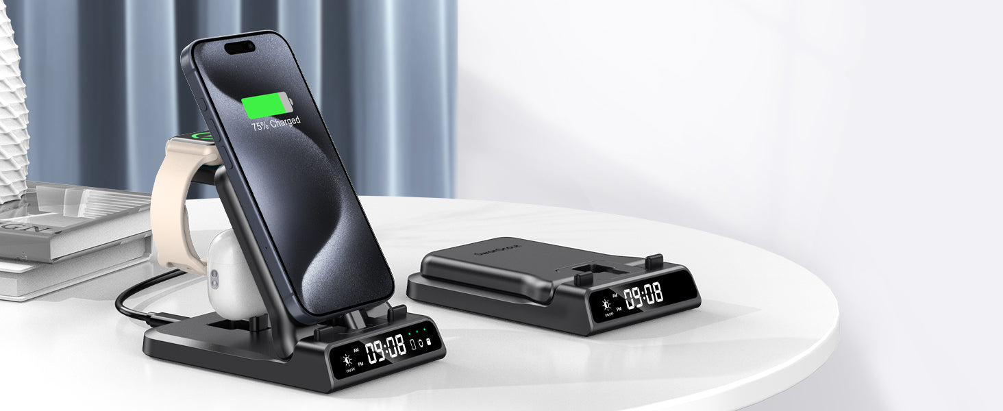 The swanscout 701AC doubles as a clock with charging station, blending utility and bedside convenience.