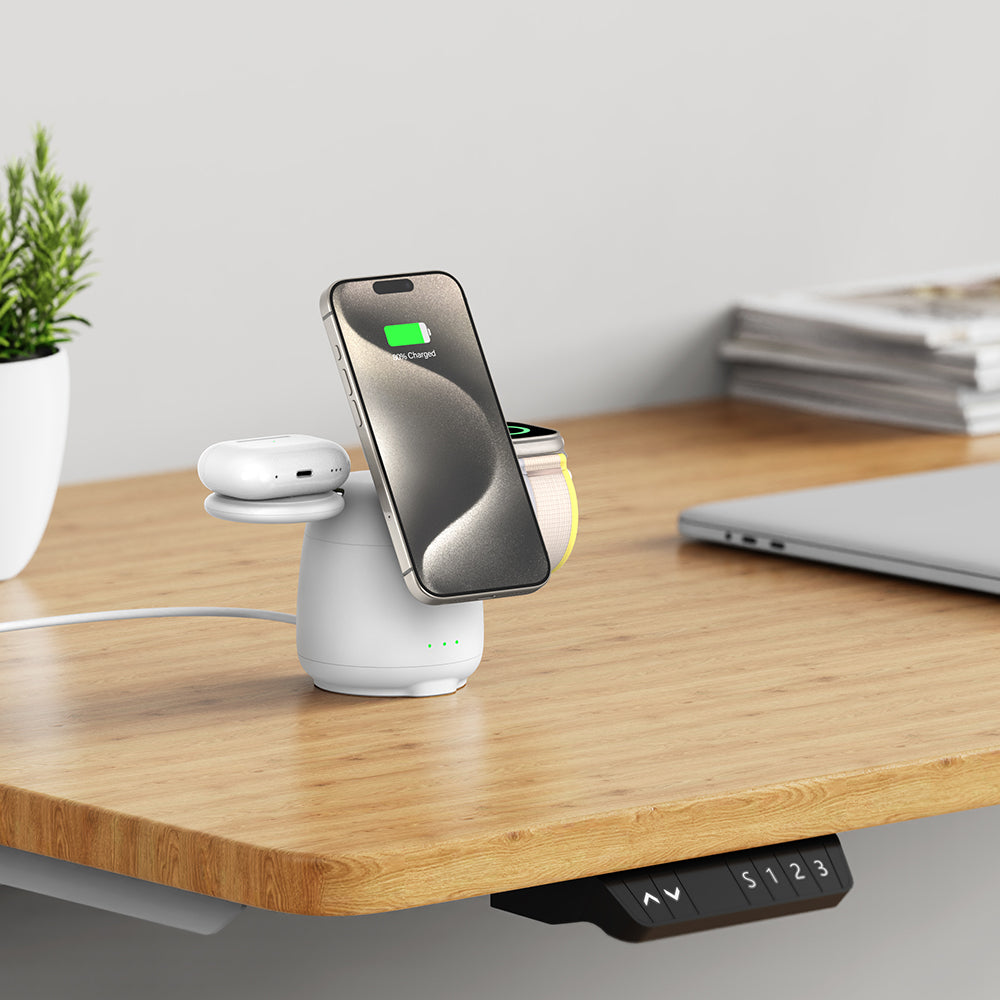 With a soft-glow charging indicator, the swanscout 707M supports iPhone 14 Plus, Apple Watch 9, and AirPods Pro charging.