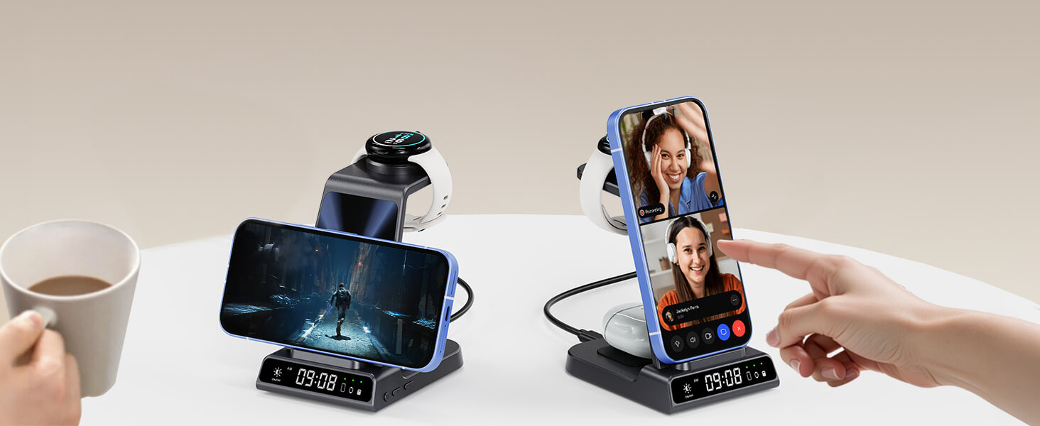 Dual-coil wireless charger supports both vertical and horizontal charging positions