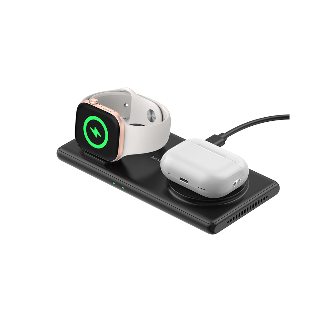 SwanScout 502M - 2-in-1 Magnetisches Kabelloses Ladegerät für Apple