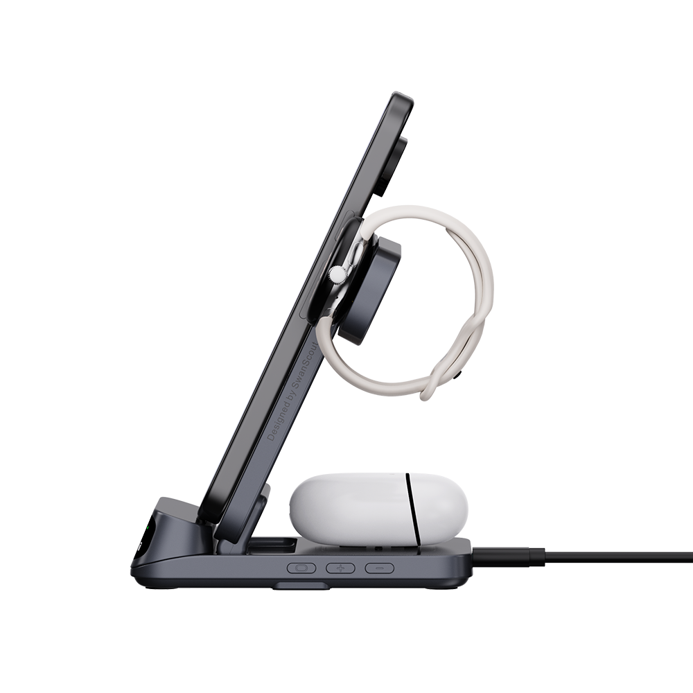 SwanScout 708G2 - شاحن لاسلكي 3 في 1 لـ Pixel Watch 2/3