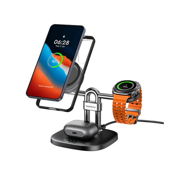 SwanScout 712SM – 3 w 1 magnetyczna bezprzewodowa stacja ładująca do Samsung