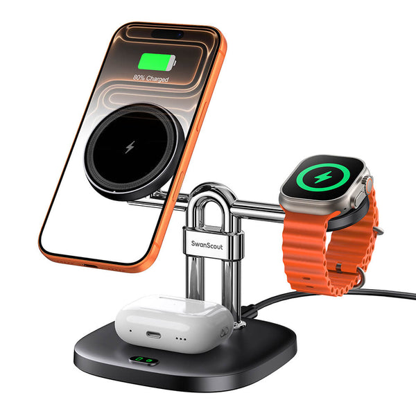SwanScout 712M – 3 v 1 magnetická bezdrátová nabíjecí stanice pro Apple