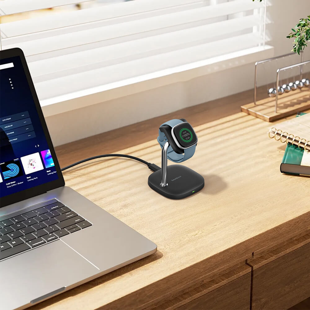 Charge your smartwatch quickly with the SwanScout 505FB, also supporting the Versa 3 charger interface.