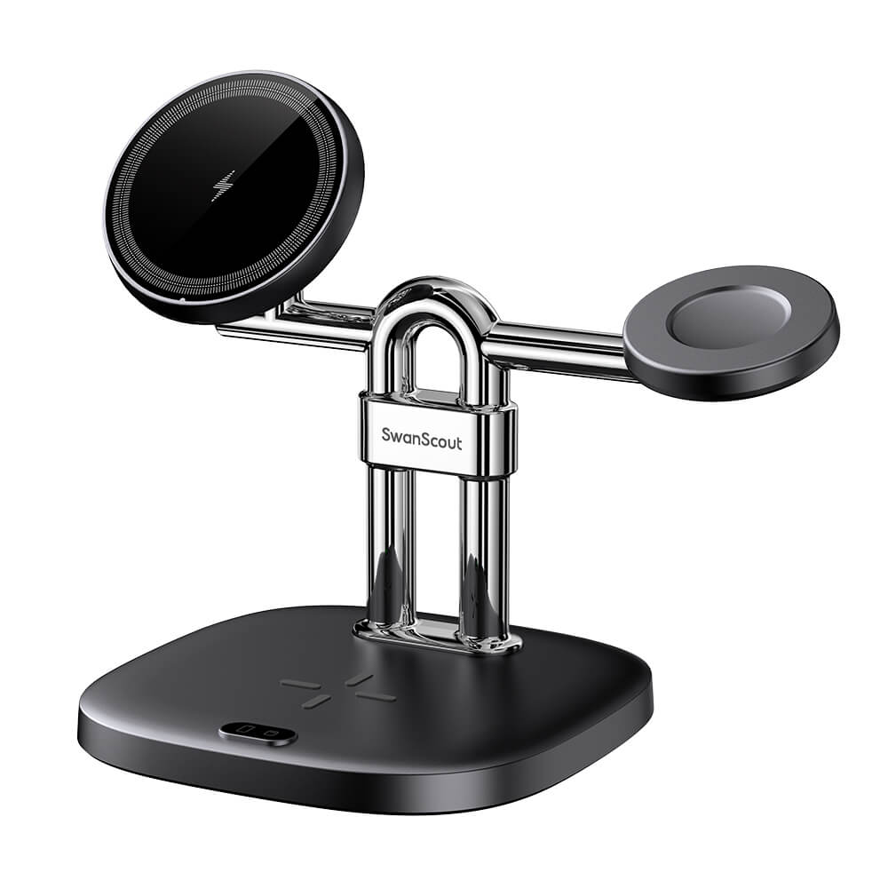 SwanScout 712SM – Estação de carregamento sem fio magnética 3 em 1 para Samsung