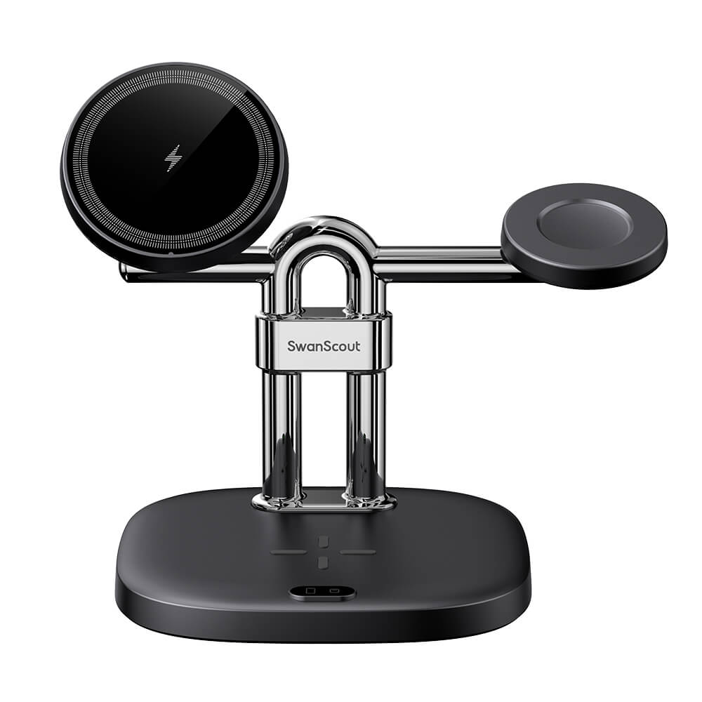 SwanScout 712SM – Estação de carregamento sem fio magnética 3 em 1 para Samsung