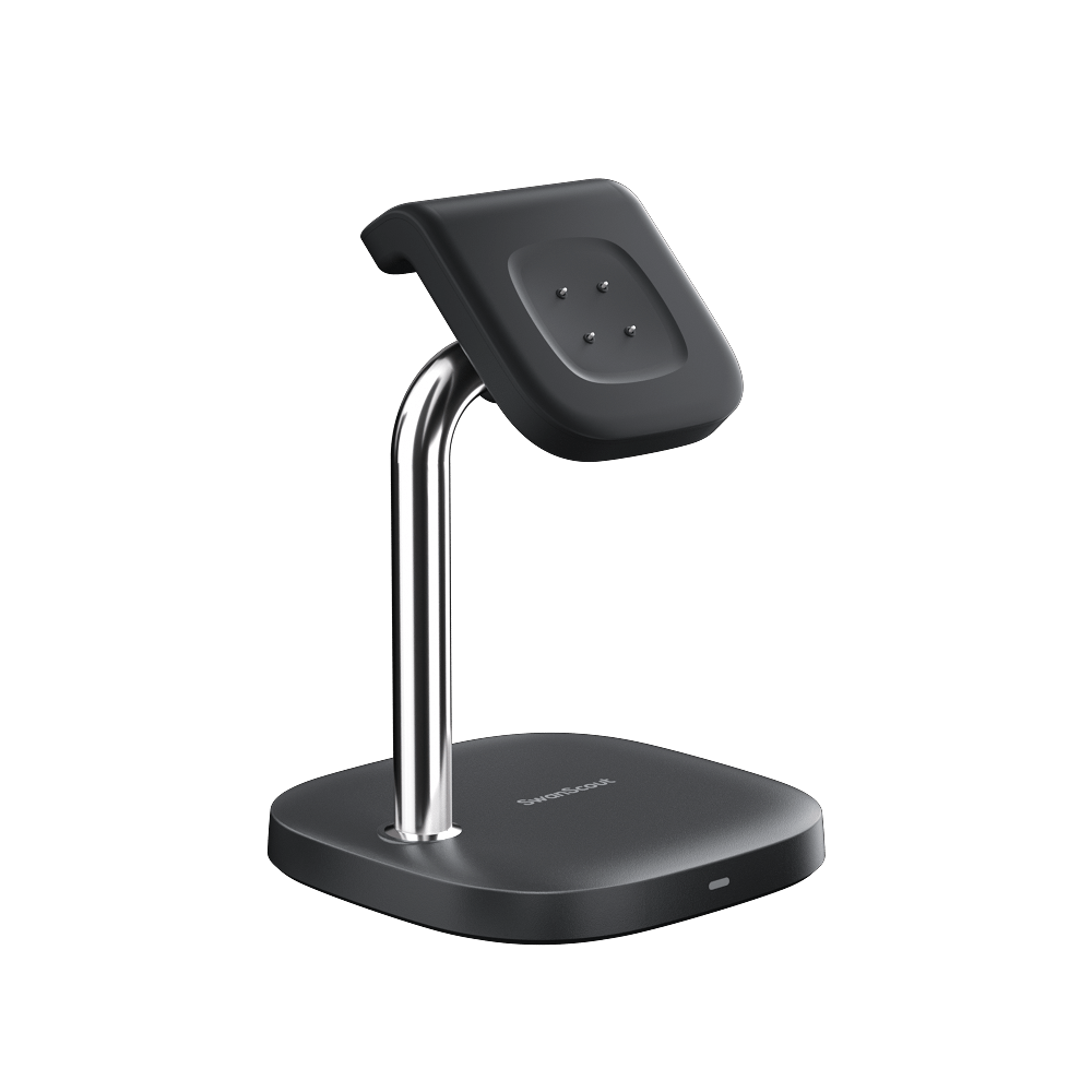 SwanScout 505G2 charging stand for Pixel Watch 2 and 3, compact design with multiple charging ports for smartwatch and accessories.