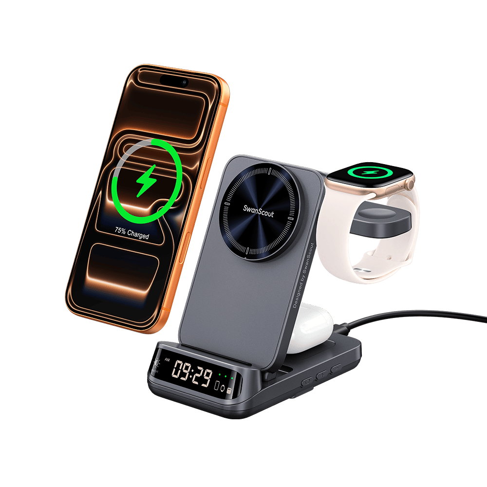 SwanScout 708M(25W) - شاحن لاسلكي مغناطيسي بقوة 25 واط لأجهزة آبل