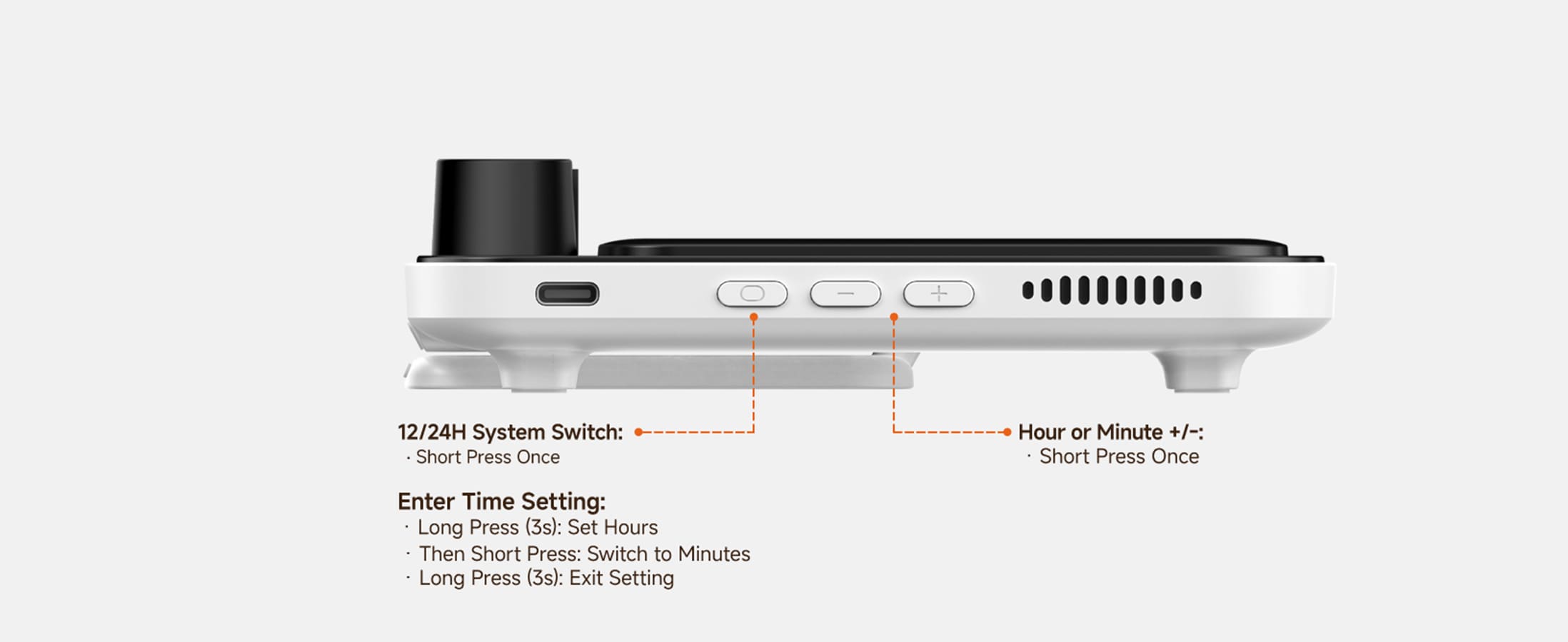Clock display time adjustment instructions for the SwanScout 710S charging station