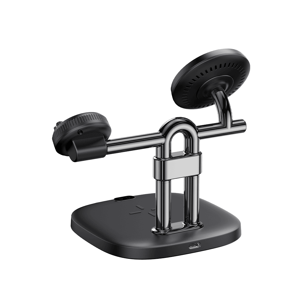 Side view of SwanScout 712GM 3-in-1 stand revealing USB-C port and charging arms