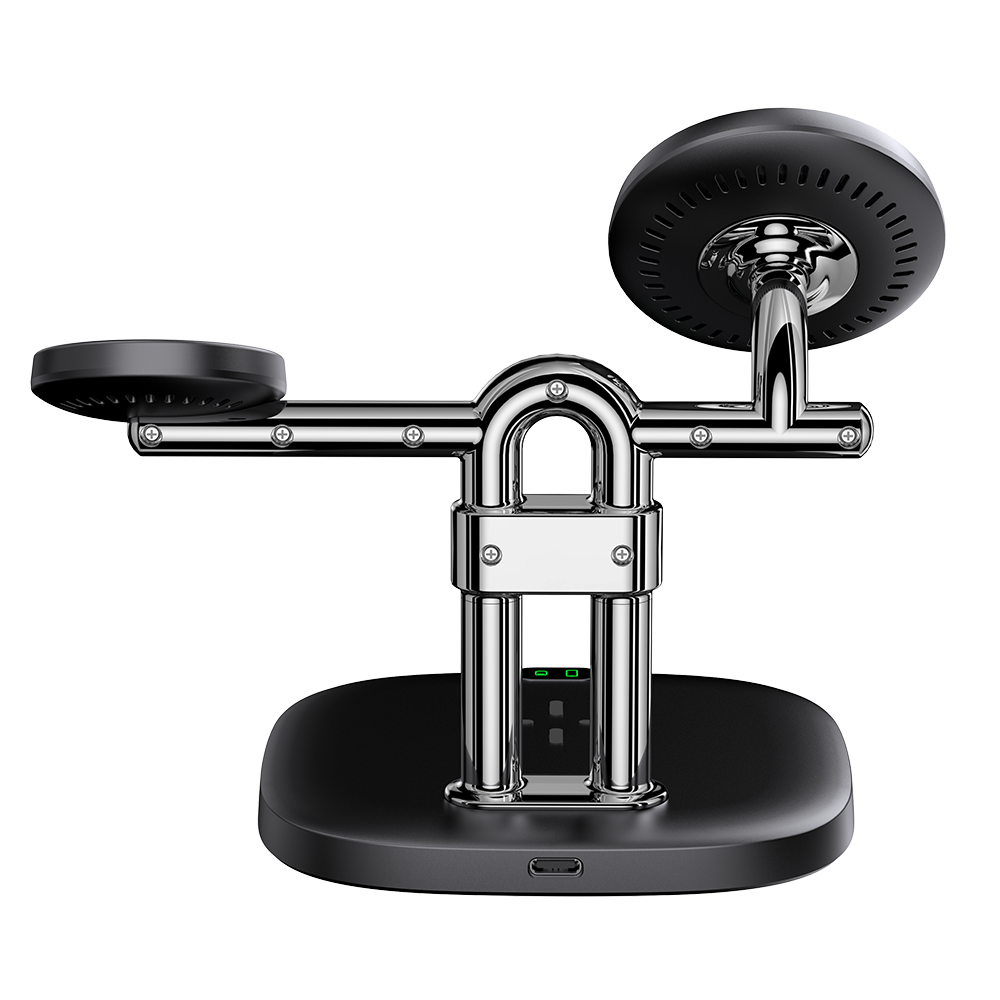 Rear view of SwanScout 712M showing the 5W fast charging dock that powers Apple Watch Series 10 to 80% in just 51 minutes